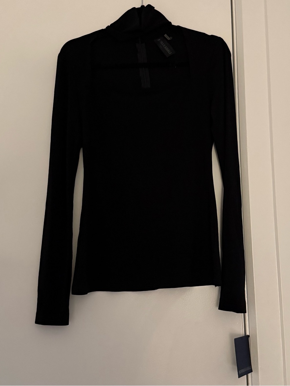 Norma Kamali Black Long Sleeve Mock Neck Top